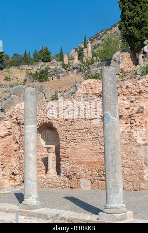 Romana antica agora, Delphi, Grecia, Europa Foto Stock