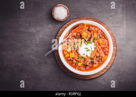 Spezzatino di manzo con peperoni e crauti gulasch di arte Foto Stock