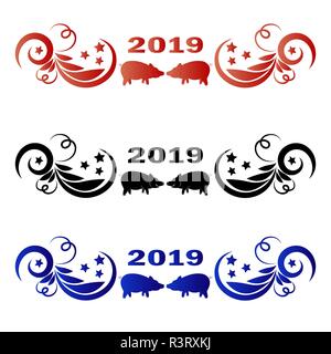 Modello con suinetti nel centro Illustrazione Vettoriale