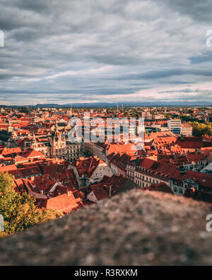 Panoramica al di sopra di Graz, Austria Foto Stock