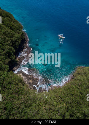 Indonesia, Bali, vista aerea di Blue Lagoon Beach Foto Stock