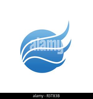 Cerchio ali vector logo design illustrazione del modello. Ali vettore con cerchio Illustrazione Vettoriale