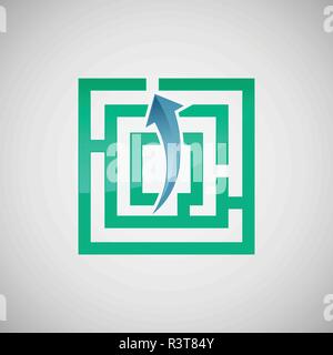 A labirinto e freccia icona vettore design, applicazione e graphic design. Lucido vettore a labirinto icona e simbolo del moderno, EPS10. Labirinto icona vettore pi Illustrazione Vettoriale