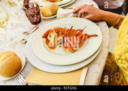 Lo stile mediterraneo antipasti servita durante una festa per un caterign. Foto Stock