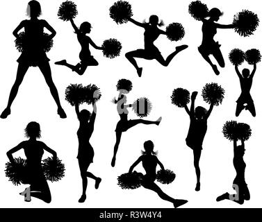 Cheerleader sagome Illustrazione Vettoriale