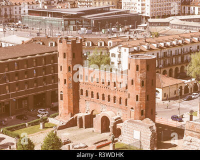Retrò cercando Torri Palatine Torino Foto Stock