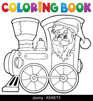 Libro da colorare Natale locomotore 1 Foto Stock