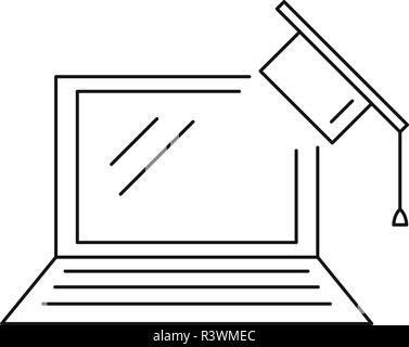 Online icona di graduazione. In linea di contorno di graduazione icona vettoriali per il web design isolato su sfondo bianco Illustrazione Vettoriale