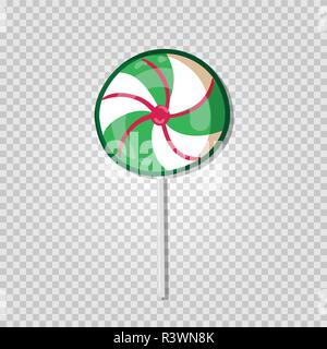 Cartoon carino spirale lecca-lecca dolci isolato su sfondo trasparente. Farfalla di turbolenza caramella di menta piperita icona per web, biglietto di auguri design isolato su transpar Illustrazione Vettoriale