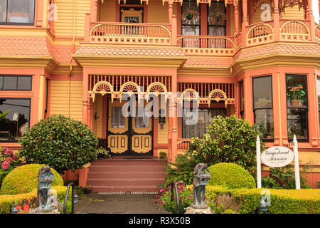 Un Victorian "Gingerbread" casa di stile in Ferndale, nel nord della costa della California, Stati Uniti d'America Foto Stock