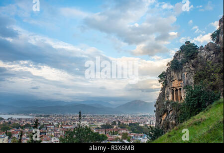 Lycian Rock tombe - Fethiye, Turchia Foto Stock