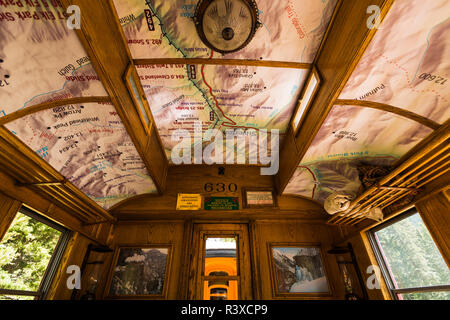 Mappa sul soffitto di una autovettura e Durango Silverton Narrow Gauge Railroad, Durango, Colorado, STATI UNITI D'AMERICA Foto Stock