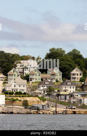 Una vista dal porto di case a Groton, Connecticut, Stati Uniti d'America. Foto Stock