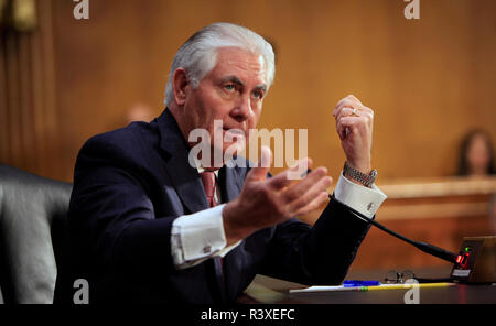 Segretario membro candidato Rex Tillerson testimonia davanti al Senato Comitato delle Relazioni Estere su gennaio 31, 2017 Foto Stock