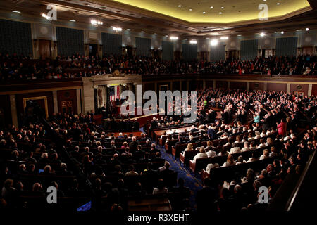 Presidente Donald Trump dà un discorso a una sessione congiunta del Congresso il 28 febbraio 2017 Foto Stock