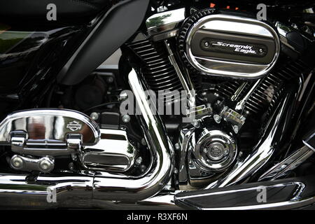 Harley Davidson Screamin' Eagle moto complessivo motore isolato, vista ravvicinata. Foto Stock