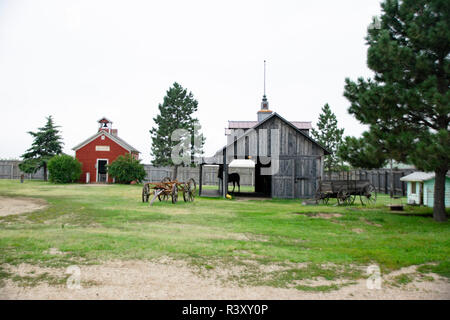 Una vista del 1880 Town, Sud Dakota, set cinematografico per Balla coi lupi. Foto Stock