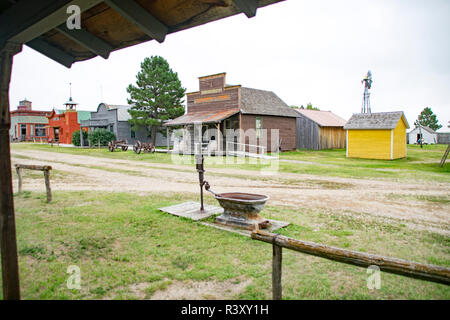 Una vista del 1880 Town, Sud Dakota, set cinematografico per Balla coi lupi. Foto Stock