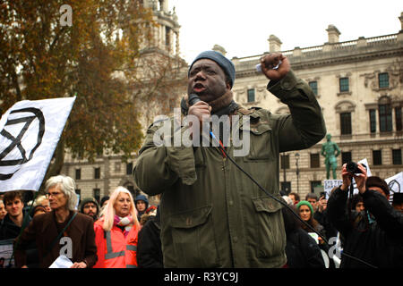 Londra, Regno Unito. Il 24 novembre 2018. Estinzione della ribellione gli attivisti marzo attraverso Londra Credito: Rupert Rivett/Alamy Live News Foto Stock