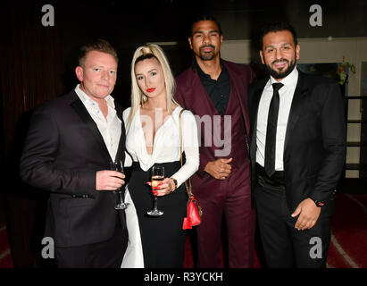 David Haye e Joe Fournier's assiste una cena per raccogliere fondi per i bambini, una carità che supporta i bambini disabili, i giovani e le loro famiglie a Riverbank Park Plaza il 24 novembre 2018, Londra, Regno Unito. Credito: Picture Capital/Alamy Live News Foto Stock