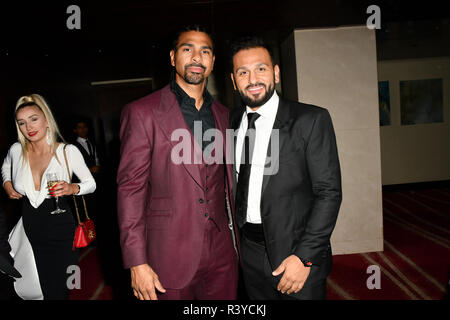 David Haye e Joe Fournier's assiste una cena per raccogliere fondi per i bambini, una carità che supporta i bambini disabili, i giovani e le loro famiglie a Riverbank Park Plaza il 24 novembre 2018, Londra, Regno Unito. Credito: Picture Capital/Alamy Live News Foto Stock