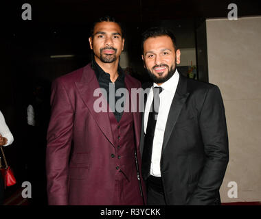 David Haye e Joe Fournier's assiste una cena per raccogliere fondi per i bambini, una carità che supporta i bambini disabili, i giovani e le loro famiglie a Riverbank Park Plaza il 24 novembre 2018, Londra, Regno Unito. Credito: Picture Capital/Alamy Live News Foto Stock