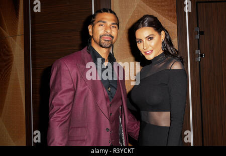 David Haye e Laura Zilli assiste una cena per raccogliere fondi per i bambini, una carità che supporta i bambini disabili, i giovani e le loro famiglie a Riverbank Park Plaza il 24 novembre 2018, Londra, Regno Unito. Credito: Picture Capital/Alamy Live News Foto Stock