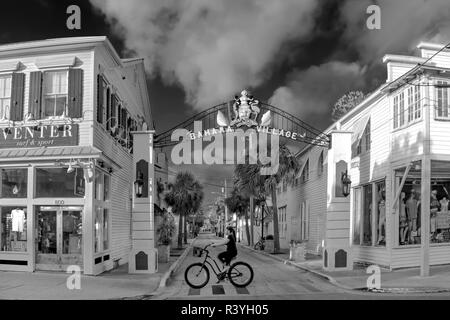 Bahama Village segno su Petronia Street a Key West, Florida, Stati Uniti d'America Foto Stock