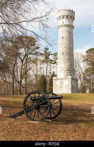 Stati Uniti d'America, Georgia, Fort Oglethorpe. Campo di Battaglia di Chickamauga National Military Park. Wilder brigata del monumento eretto 1903 Foto Stock