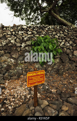 Hikiau Heiau (Hawaiian tempio) a Kealakekua Bay, Napoopoo, la Big Island, Hawaii, USA (per solo uso editoriale) Foto Stock