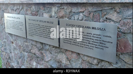 Le scale di Czeslaw Milosz in Vilnius Lituania Europa Foto Stock