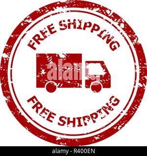 Spedizione gratuita timbro di gomma isolato su bianco. Illustrazione della spedizione gratuita timbro sigillo, garanzia di consegna il vettore Illustrazione Vettoriale