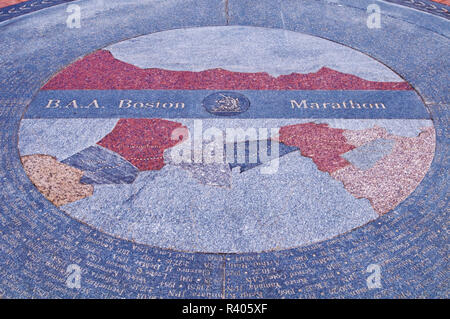 Maratona di Boston il monumento di Copley Square, Boston, Massachusetts, STATI UNITI D'AMERICA Foto Stock