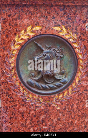 Maratona di Boston il monumento di Copley Square, Boston, Massachusetts, STATI UNITI D'AMERICA Foto Stock