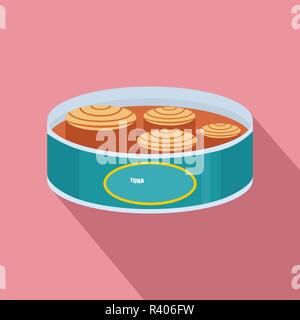 Aprire il tonno può icona. Illustrazione piana di aprire il tonno può icona vettoriali per il web design Illustrazione Vettoriale