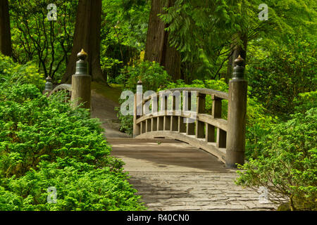 Ponte della Luna, Portland giardino Giapponese, Portland, Oregon, Stati Uniti d'America Foto Stock