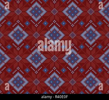 Senza soluzione di continuità in maglia di lana maglione scandinavo pattern Illustrazione Vettoriale