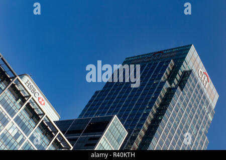 HSBC e il citi la sede centrale del Regno Unito nelle Docklands di Londra Foto Stock