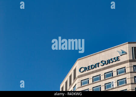 Il Credit Suisse in sede i Docklands, Londra Foto Stock