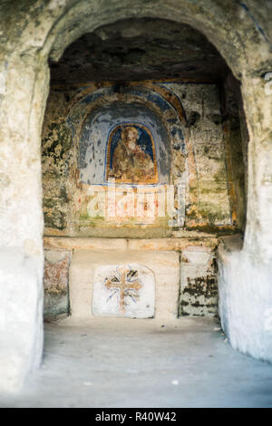 Interno della chiesa nella roccia, Matera, Italia, Europa. Foto Stock