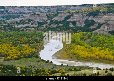 Stati Uniti d'America, North Dakota, Medora. Parco nazionale Theodore Roosevelt, Nord, unità di lanca si affacciano Foto Stock