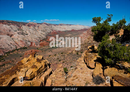 Stati Uniti d'America, Utah, fruita, parco nazionale di Capitol Reef, Waterpocket Fold da Hall's Creek si affacciano Foto Stock