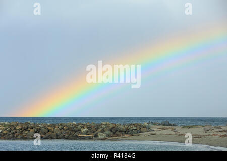 Vivace Arcobaleno fotografato da Brackett's Landing accanto al traghetto Edmonds, città di Edmonds, nello Stato di Washington Foto Stock