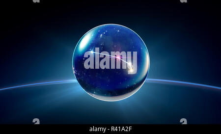 Notte stellata star sfera di cristallo di oroscopi e segni zodiacali Foto Stock
