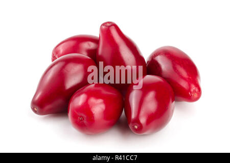 Bacche rosse di corniolo sanguinello o isolati su sfondo bianco Foto Stock