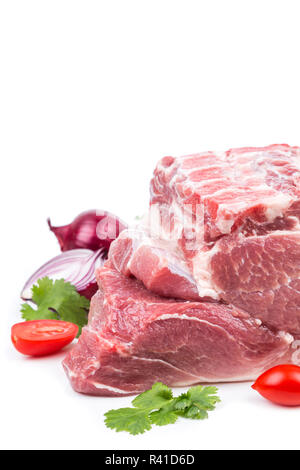 Pezzo la carne cruda con decor da sul lato Foto Stock