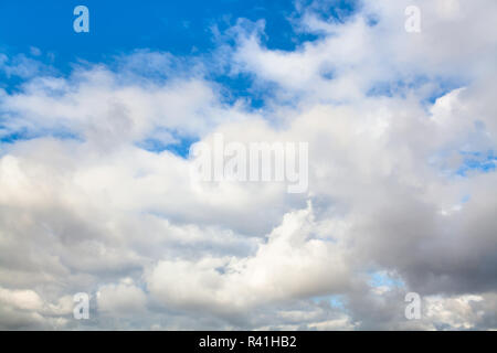 In autunno le nuvole nel cielo blu sulla giornata di vento Foto Stock