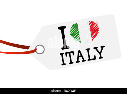 Hang tag con il testo i love italy Foto Stock