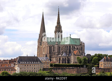 L'alto gotico cattedrale di Notre Dame a Chartres Foto Stock