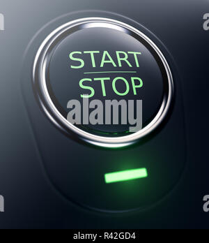 Pulsante con testo start stop Foto Stock